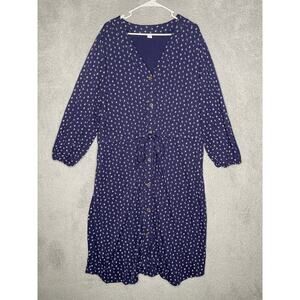 Old Navy plus womens 3x long sleeve button front floral tie waist dress midi